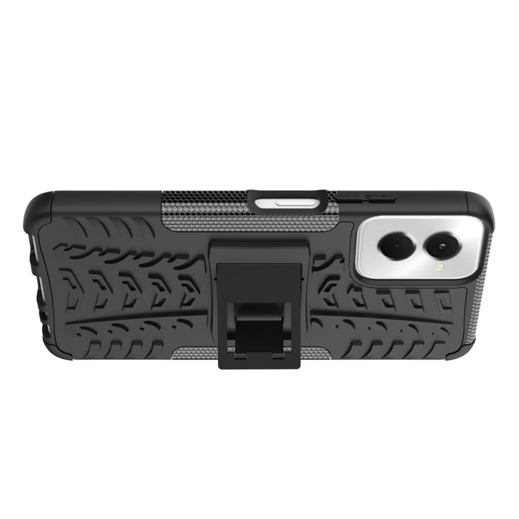 For Motorola Moto G Power 5G 2024 Tire Texture TPU + PC Phone Case with Holder(Black) - Motorola Cases by buy2fix | Online Shopping UK | buy2fix