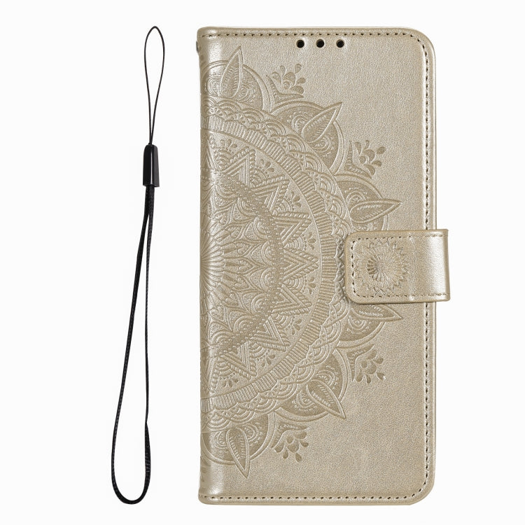 For iPhone 16 Pro Totem Flower Embossed Leather Phone Case(Gold) - iPhone 16 Pro Cases by buy2fix | Online Shopping UK | buy2fix