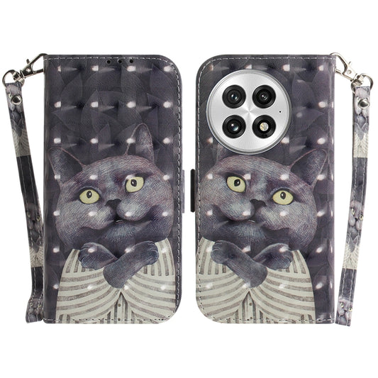 For OnePlus 13 3D Colored Horizontal Flip Leather Phone Case(Hug Cat) - OnePlus Cases by buy2fix | Online Shopping UK | buy2fix