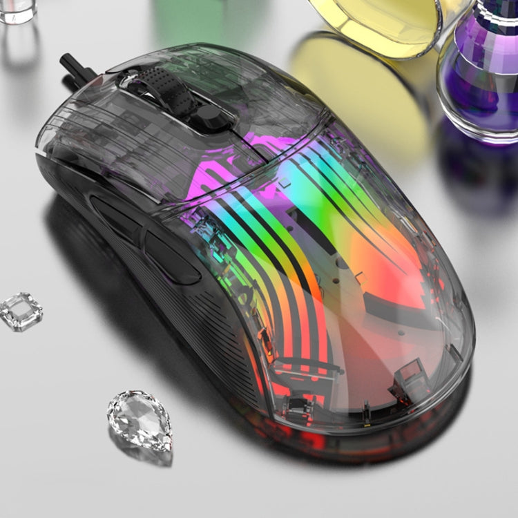 XUNFOX XYH20RGB Transparent 2400DPI RGB Light Wired Gaming Mouse, Cable Length: 1.2m(Black) - Wired Mice by buy2fix | Online Shopping UK | buy2fix