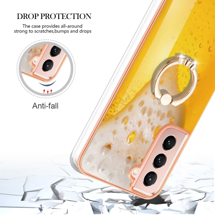 For Samsung Galaxy S21 5G Electroplating Dual-side IMD Phone Case with Ring Holder(Draft Beer) - Galaxy S21 5G Cases by buy2fix | Online Shopping UK | buy2fix