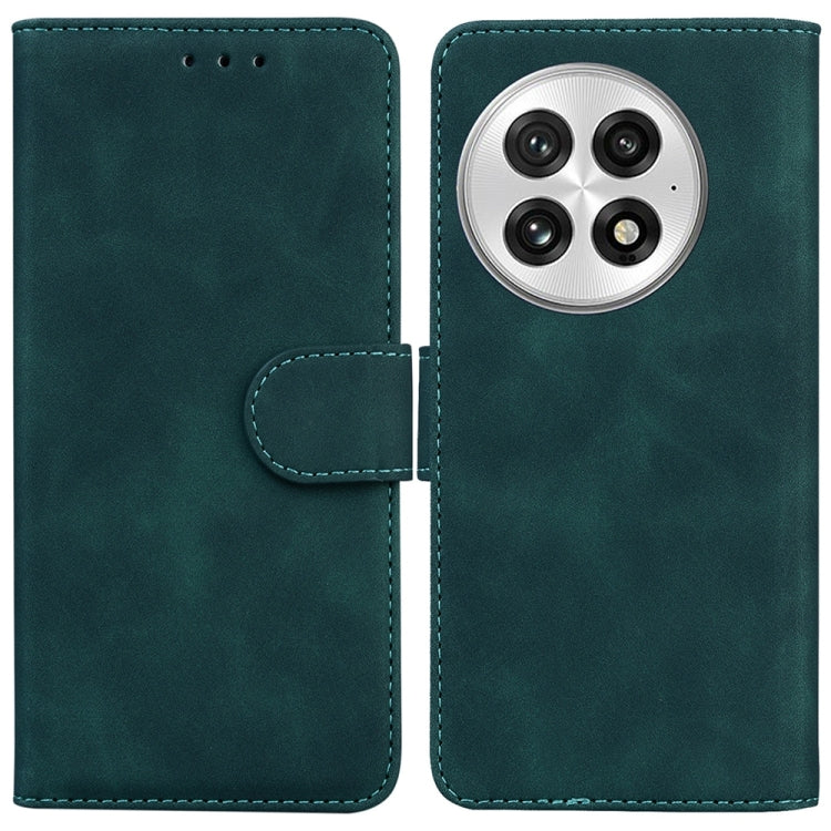 For OnePlus 13 Skin Feel Pure Color Flip Leather Phone Case(Green) - OnePlus Cases by buy2fix | Online Shopping UK | buy2fix