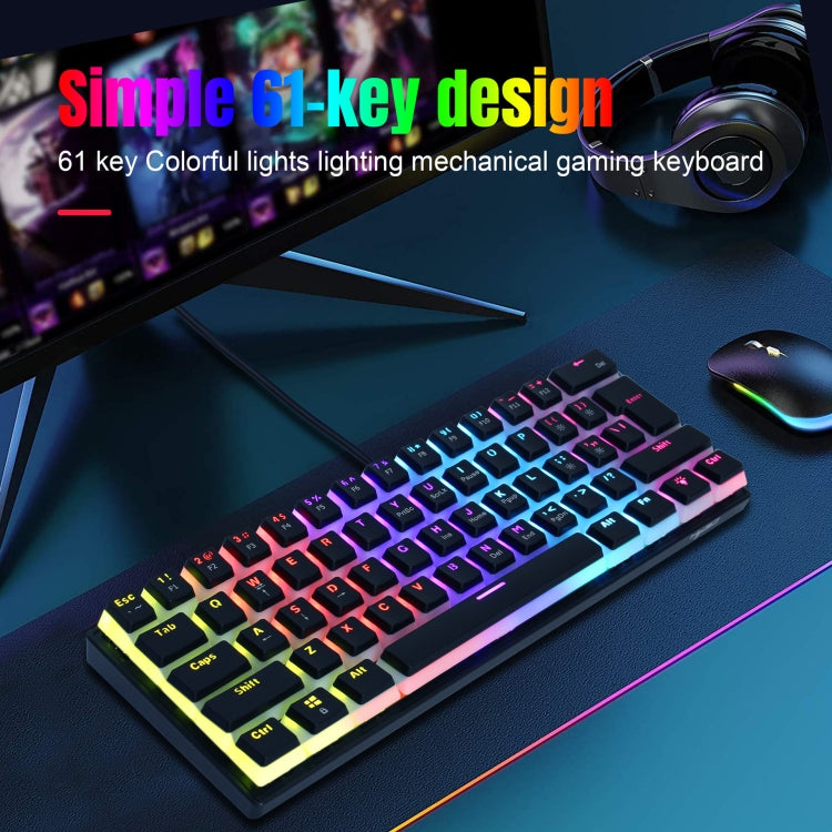 HXSJ L700 Wired RGB Mechanical Keyboard 61 Pudding Key Caps(Black) - Wired Keyboard by HXSJ | Online Shopping UK | buy2fix
