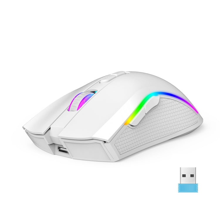 HXSJ T69 4800DPI RGB 2.4GHz Wireless Mouse(White) - Wireless Mice by HXSJ | Online Shopping UK | buy2fix