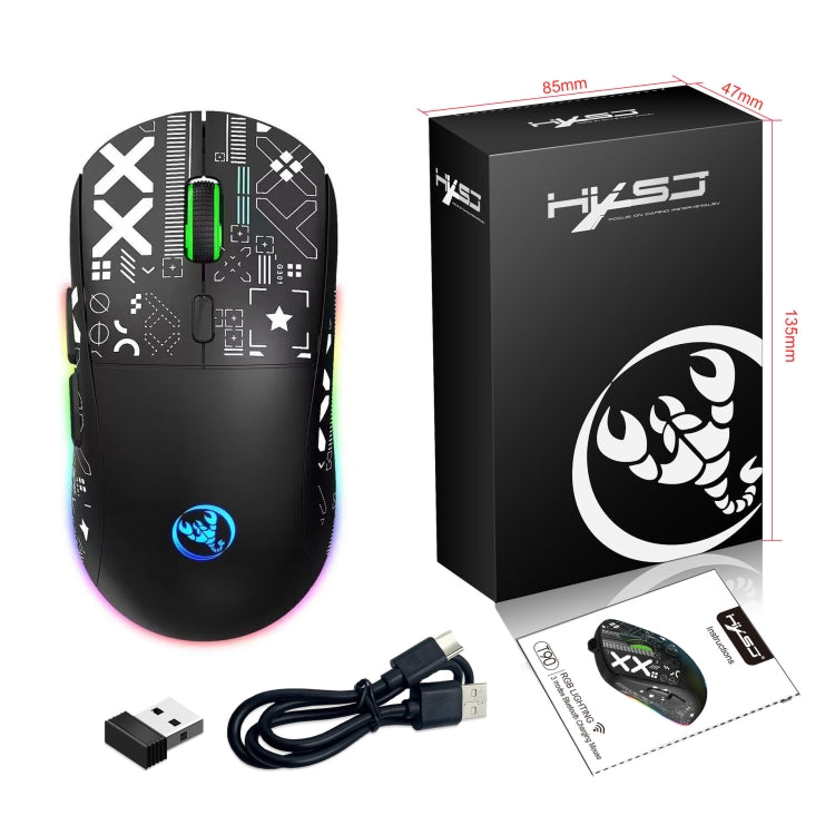 HXSJ T90 RGB Light Three-mode Wireless Gaming Mouse(Black) - Wireless Mice by HXSJ | Online Shopping UK | buy2fix