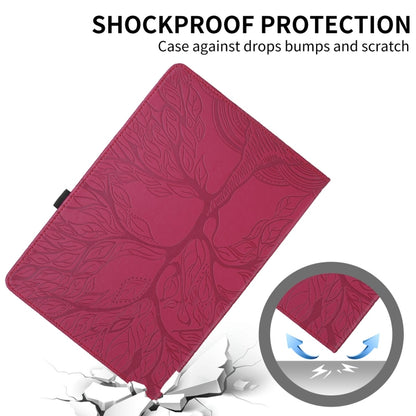 For Lenovo Tab M11 / Xiaoxin Pad 11 2024 Tree Life Embossed Rotation Leather Tablet Case(Red) - Lenovo by buy2fix | Online Shopping UK | buy2fix