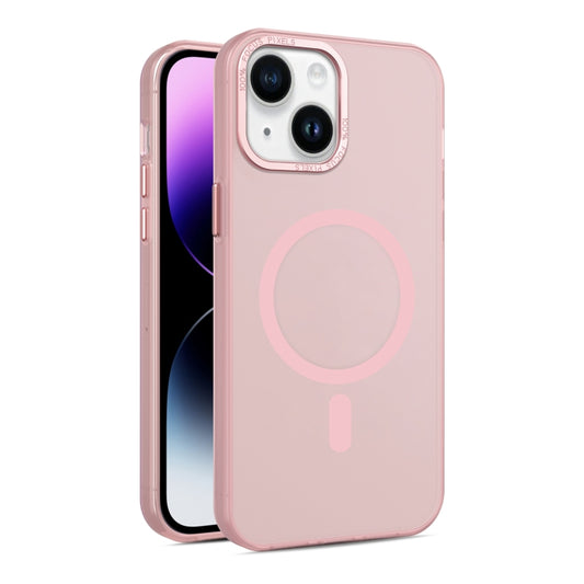 For iPhone 14 Plus MagSafe Frosted Translucent Mist Phone Case(Pink) - iPhone 14 Plus Cases by buy2fix | Online Shopping UK | buy2fix