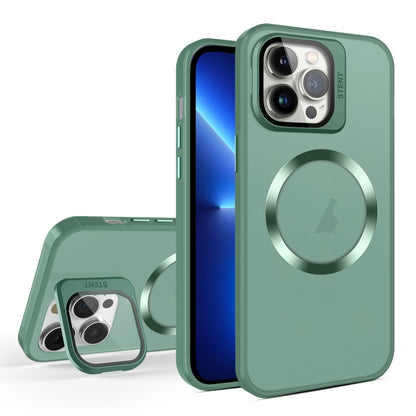 For iPhone 13 Pro Skin Feel CD Texture MagSafe Lens Holder Phone Case(Green) - iPhone 13 Pro Cases by buy2fix | Online Shopping UK | buy2fix