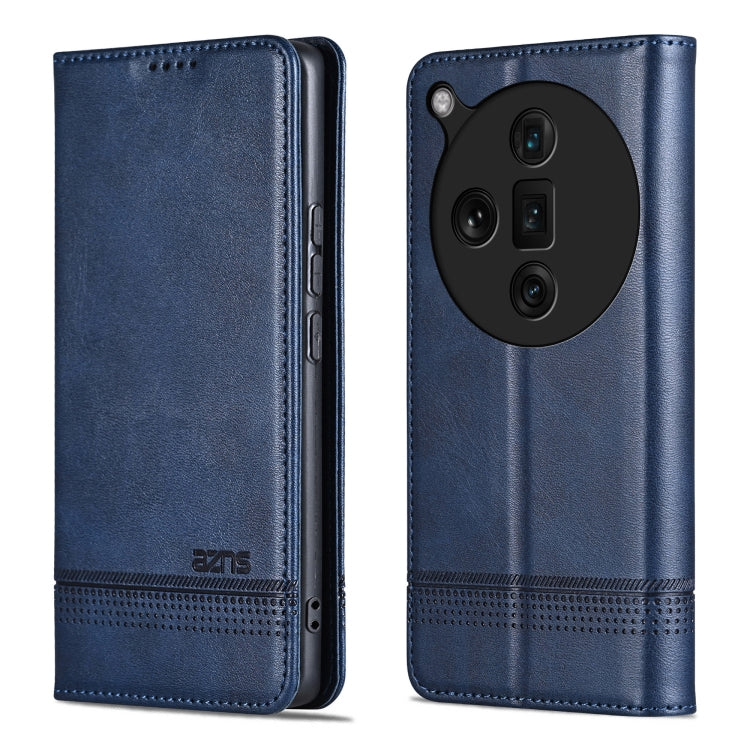 For OPPO Find X7 Ultra AZNS Magnetic Calf Texture Flip Leather Phone Case(Dark Blue) - OPPO Cases by AZNS | Online Shopping UK | buy2fix