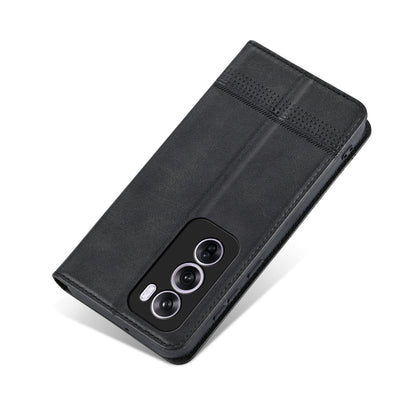 For OPPO Reno12 Pro Global AZNS Magnetic Calf Texture Flip Leather Phone Case(Black) - Reno12 Pro Cases by AZNS | Online Shopping UK | buy2fix