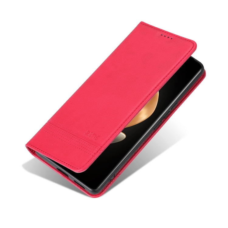 For OPPO Reno12 F 4G AZNS Magnetic Calf Texture Flip Leather Phone Case(Red) - Reno12 F Cases by AZNS | Online Shopping UK | buy2fix