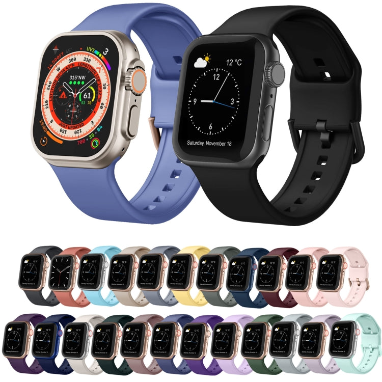 For Apple Watch Series 7 45mm Pin Buckle Silicone Watch Band(Black) - Watch Bands by buy2fix | Online Shopping UK | buy2fix