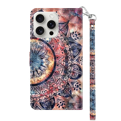 For iPhone 16 Pro Max 3D Painted Leather Phone Case(Colorful Mandala) - iPhone 16 Pro Max Cases by buy2fix | Online Shopping UK | buy2fix