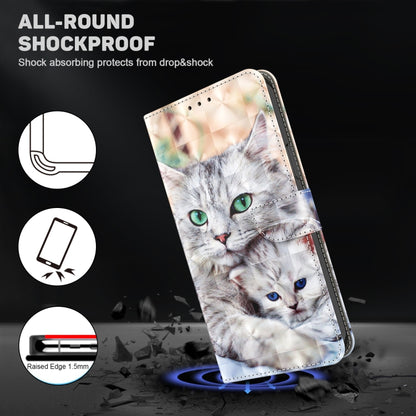 For iPhone 16 Plus 3D Painted Leather Phone Case(Two Loving Cats) - iPhone 16 Plus Cases by buy2fix | Online Shopping UK | buy2fix