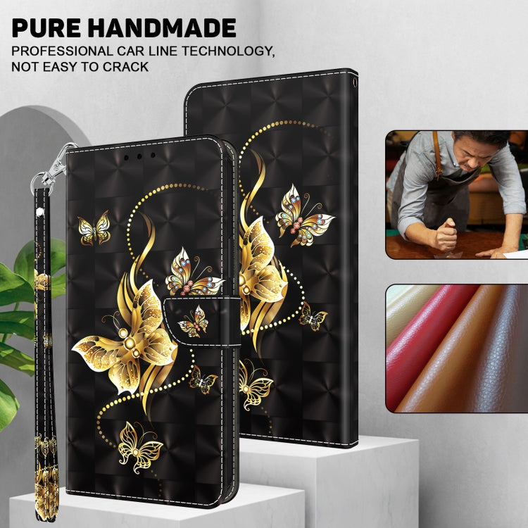 For iPhone 16 Plus 3D Painted Leather Phone Case(Golden Swallow Butterfly) - iPhone 16 Plus Cases by buy2fix | Online Shopping UK | buy2fix