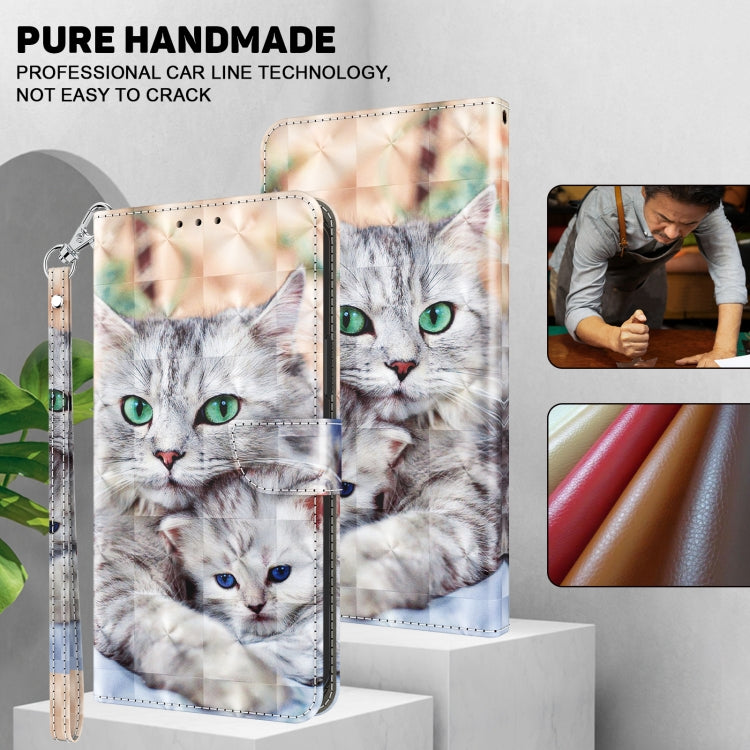 For iPhone 16 3D Painted Leather Phone Case(Two Loving Cats) - iPhone 16 Cases by buy2fix | Online Shopping UK | buy2fix