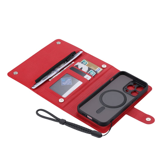 For iPhone 14 Pro Max ViLi GHB Series MagSafe Magnetic Zipper Leather Phone Case(Red) - iPhone 14 Pro Max Cases by ViLi | Online Shopping UK | buy2fix