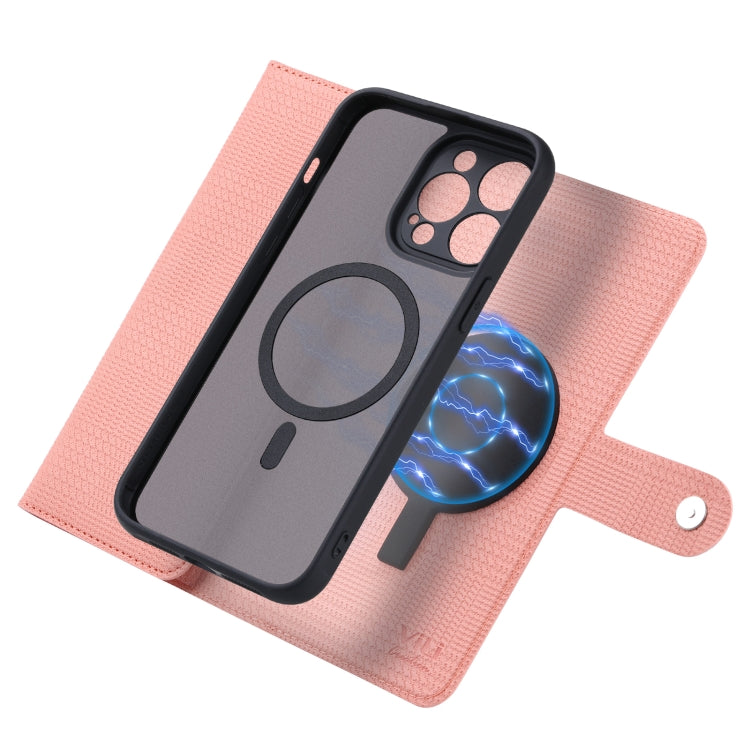 For iPhone 13 Pro Max ViLi GHB Series MagSafe Magnetic Zipper Leather Phone Case(Pink) - iPhone 13 Pro Max Cases by ViLi | Online Shopping UK | buy2fix