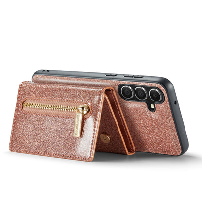 For Samsung Galaxy S23 FE 5G DG.MING M3 Series Glitter Powder Card Bag Leather Case(Rose Gold) - Galaxy S23 FE 5G Cases by DG.MING | Online Shopping UK | buy2fix