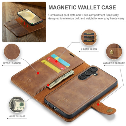 For Samsung Galaxy S24 5G DG.MING Crazy Horse Texture Detachable Magnetic Leather Case(Brown) - Galaxy S24 5G Cases by DG.MING | Online Shopping UK | buy2fix