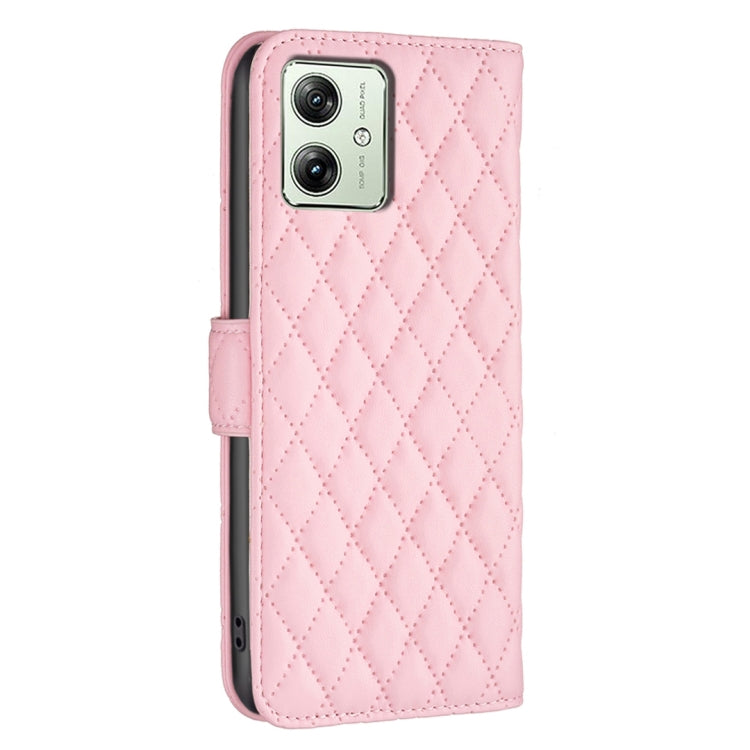 For Motorola Moto G54 5G EU Edition Diamond Lattice Wallet Flip Leather Phone Case(Pink) - Motorola Cases by buy2fix | Online Shopping UK | buy2fix