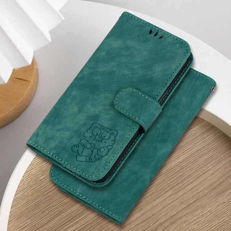 For OnePlus 13 Little Tiger Embossed Leather Phone Case(Green) - OnePlus Cases by buy2fix | Online Shopping UK | buy2fix