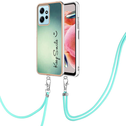 For Xiaomi Redmi Note 12 4G Electroplating Dual-side IMD Phone Case with Lanyard(Smile) - Xiaomi Cases by buy2fix | Online Shopping UK | buy2fix