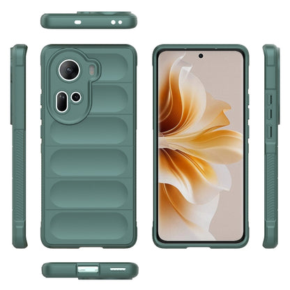 For OPPO Reno11 5G Global Magic Shield TPU + Flannel Phone Case(Dark Green) - Reno11 Cases by buy2fix | Online Shopping UK | buy2fix