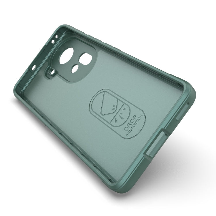 For OPPO Reno11 5G Global Magic Shield TPU + Flannel Phone Case(Dark Green) - Reno11 Cases by buy2fix | Online Shopping UK | buy2fix
