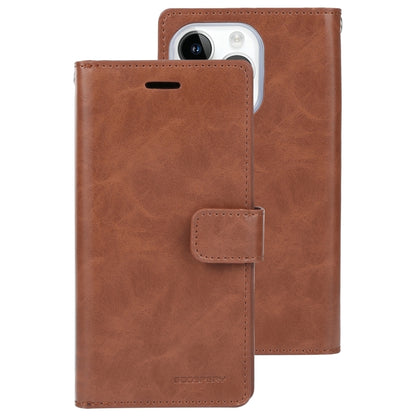 For iPhone 15 Pro Max GOOSPERY MANSOOR DIARY 9 Card Slots Leather Phone Case(Brown) - iPhone 15 Pro Max Cases by GOOSPERY | Online Shopping UK | buy2fix