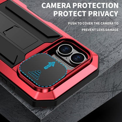 For iPhone 16 R-JUST Sliding Camera IP54 Life Waterproof Holder Phone Case(Red) - iPhone 16 Cases by R-JUST | Online Shopping UK | buy2fix