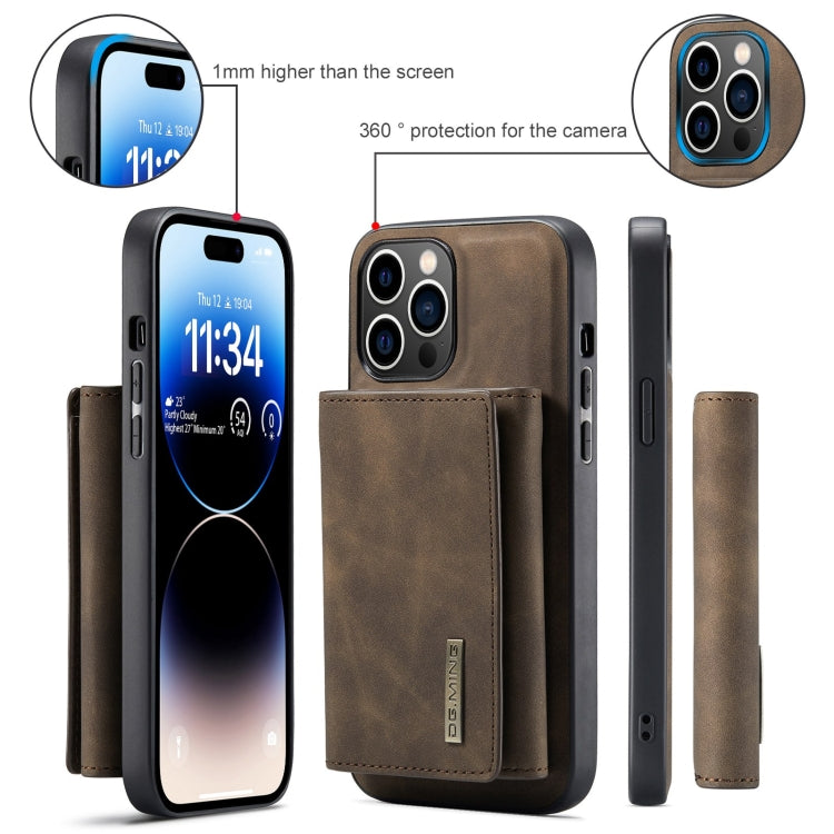 For iPhone 15 Pro Max DG.MING M1 Series 3-Fold Multi Card Wallet Leather Phone Case(Coffee) - iPhone 15 Pro Max Cases by DG.MING | Online Shopping UK | buy2fix