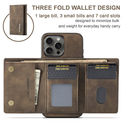 For iPhone 16 Pro DG.MING M1 Series 3-Fold Multi Card Wallet Leather Phone Case(Coffee) - iPhone 16 Pro Cases by DG.MING | Online Shopping UK | buy2fix