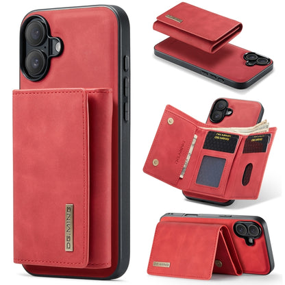 For iPhone 16 DG.MING M1 Series 3-Fold Multi Card Wallet Leather Phone Case(Red) - iPhone 16 Cases by DG.MING | Online Shopping UK | buy2fix