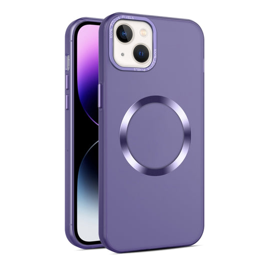 For iPhone 15 Plus CD Texture MagSafe Frosted Translucent Phone Case(Dark Purple) - iPhone 15 Plus Cases by buy2fix | Online Shopping UK | buy2fix