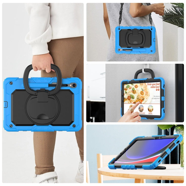 For Samsung Galaxy Tab S9 D Type Silicone Hybrid PC Tablet Case with Handle Holder(Light Blue) - Galaxy Tab S9 Cases by buy2fix | Online Shopping UK | buy2fix