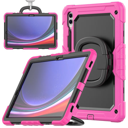 For Samsung Galaxy Tab S9+ D Type Silicone Hybrid PC Tablet Case with Handle Holder(Rose Red) - Galaxy Tab S9+ Cases by buy2fix | Online Shopping UK | buy2fix