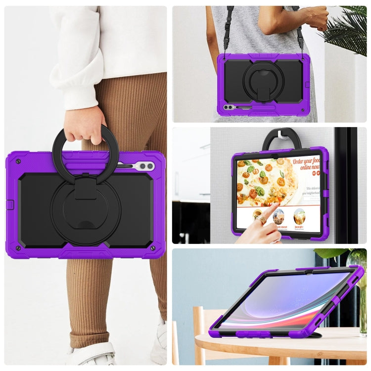 For Samsung Galaxy Tab S10 Ultra D Type Silicone Hybrid PC Tablet Case with Handle Holder(Purple) - Galaxy Tab S9 Ultra Cases by buy2fix | Online Shopping UK | buy2fix