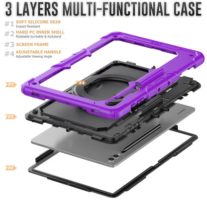 For Samsung Galaxy Tab S10 Ultra D Type Silicone Hybrid PC Tablet Case with Handle Holder(Purple) - Galaxy Tab S9 Ultra Cases by buy2fix | Online Shopping UK | buy2fix