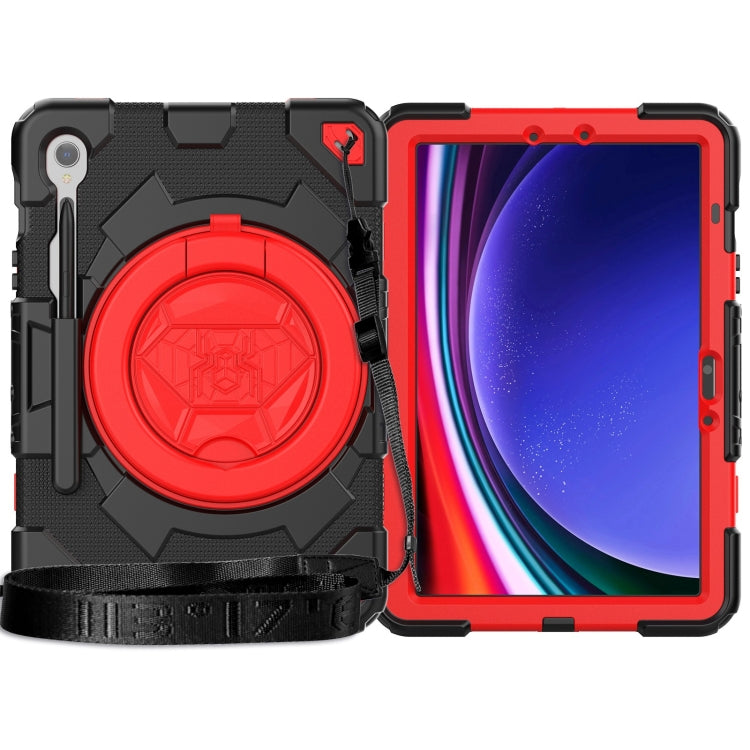 For Samsung Galaxy Tab S9 Spider Rotation Handle Silicone Hybrid PC Tablet Case(Black Red) - Galaxy Tab S9 Cases by buy2fix | Online Shopping UK | buy2fix