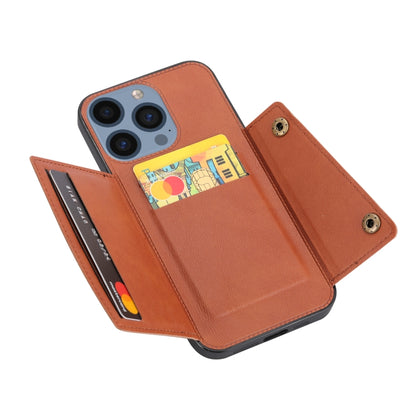 For iPhone 16 Pro Double Buckle Card Slots PU + TPU Phone Case(Brown) - iPhone 16 Pro Cases by buy2fix | Online Shopping UK | buy2fix