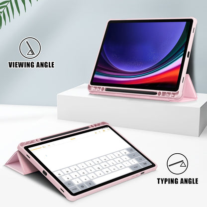 For Samsung Galaxy Tab S9 Acrylic 3-folding Smart Leather Tablet Case(Pink) - Galaxy Tab S9 Cases by buy2fix | Online Shopping UK | buy2fix