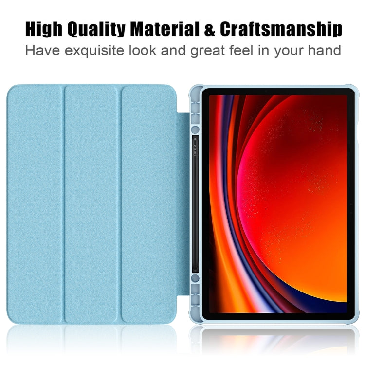 For Samsung Galaxy Tab S9 Acrylic 3-folding Painted Smart Leather Tablet Case(Waves) - Galaxy Tab S9 Cases by buy2fix | Online Shopping UK | buy2fix