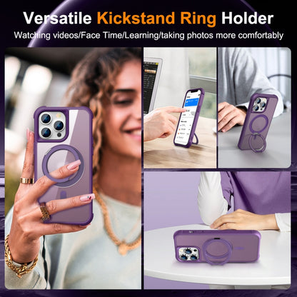 For iPhone 13 Pro MagSafe Magnetic Rotating Holder Phone Case(Purple) - iPhone 13 Pro Cases by buy2fix | Online Shopping UK | buy2fix