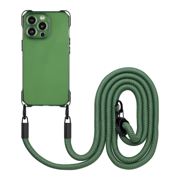 For iPhone 16 Pro Four-corner Shockproof TPU Phone Case with Lanyard(Green) - iPhone 16 Pro Cases by buy2fix | Online Shopping UK | buy2fix