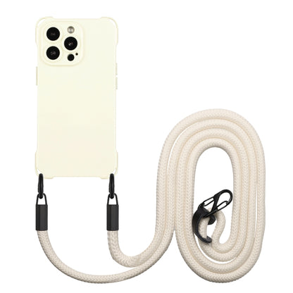 For iPhone 16 Pro Four-corner Shockproof TPU Phone Case with Lanyard(White) - iPhone 16 Pro Cases by buy2fix | Online Shopping UK | buy2fix