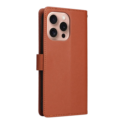 For iPhone 16 Pro Multifunctional Horizontal Flip Leather Phone Case with Three Card Slots(Brown) - iPhone 16 Pro Cases by buy2fix | Online Shopping UK | buy2fix