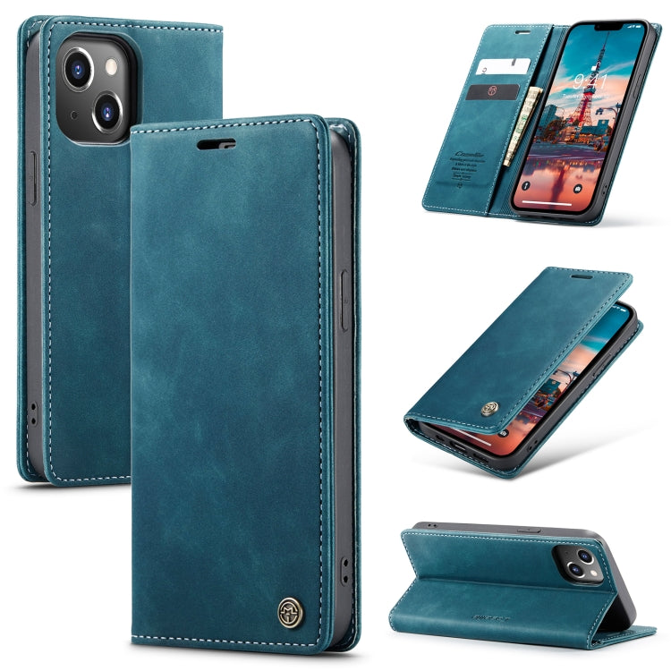 For iPhone 15 Plus CaseMe 013 Multifunctional Horizontal Flip Leather Phone Case(Blue) - iPhone 15 Plus Cases by CaseMe | Online Shopping UK | buy2fix