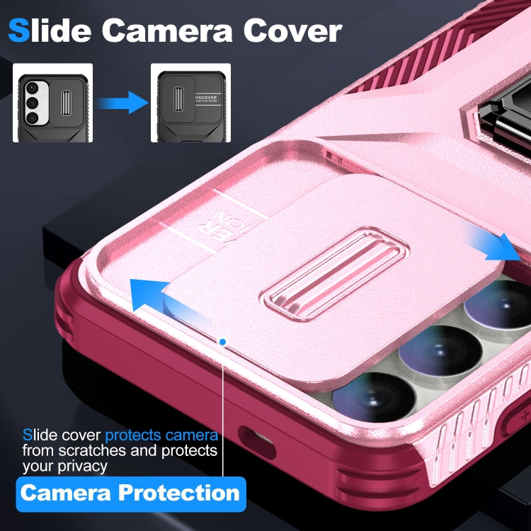 For Samsung Galaxy S24+ 5G Sliding Camshield Holder Phone Case(Pink + Rose Red) - Galaxy S24+ 5G Cases by buy2fix | Online Shopping UK | buy2fix