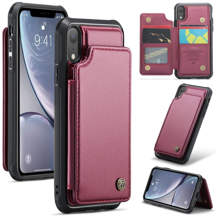 For iPhone XR CaseMe C22 Card Slots Holder RFID Anti-theft Phone Case(Wine Red) - More iPhone Cases by CaseMe | Online Shopping UK | buy2fix